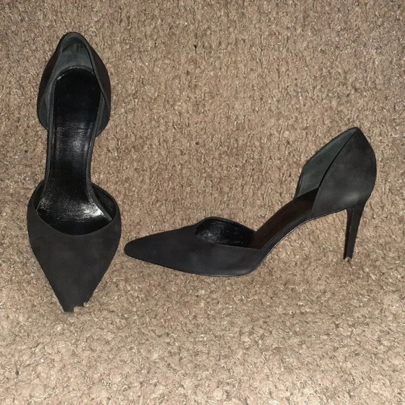 Saint Laurent Shoes - SAINT LAURENT-Paris Skinny 80 D’orsay Black Suede Pumps-Sz 38-Very Good-READ
